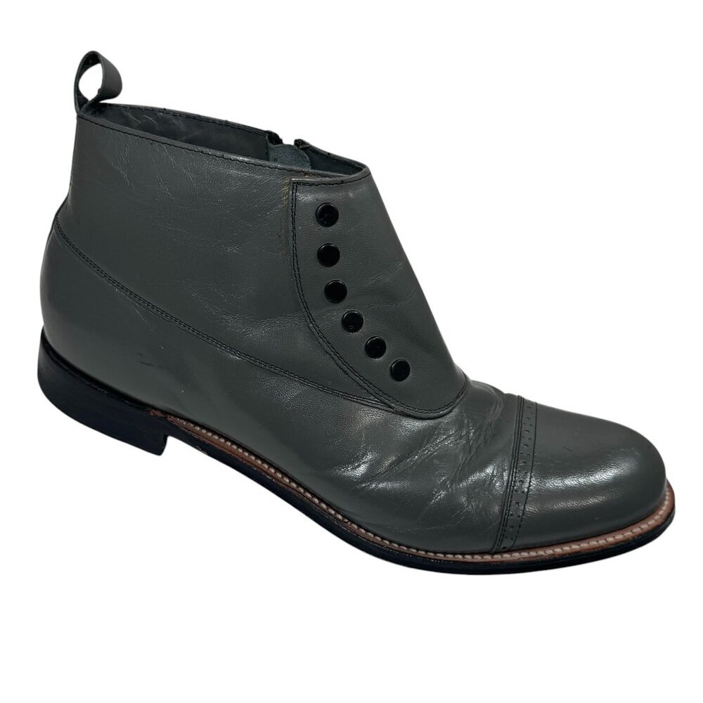 Stacy Adams Dark Gray Leather Button Ankle Boots